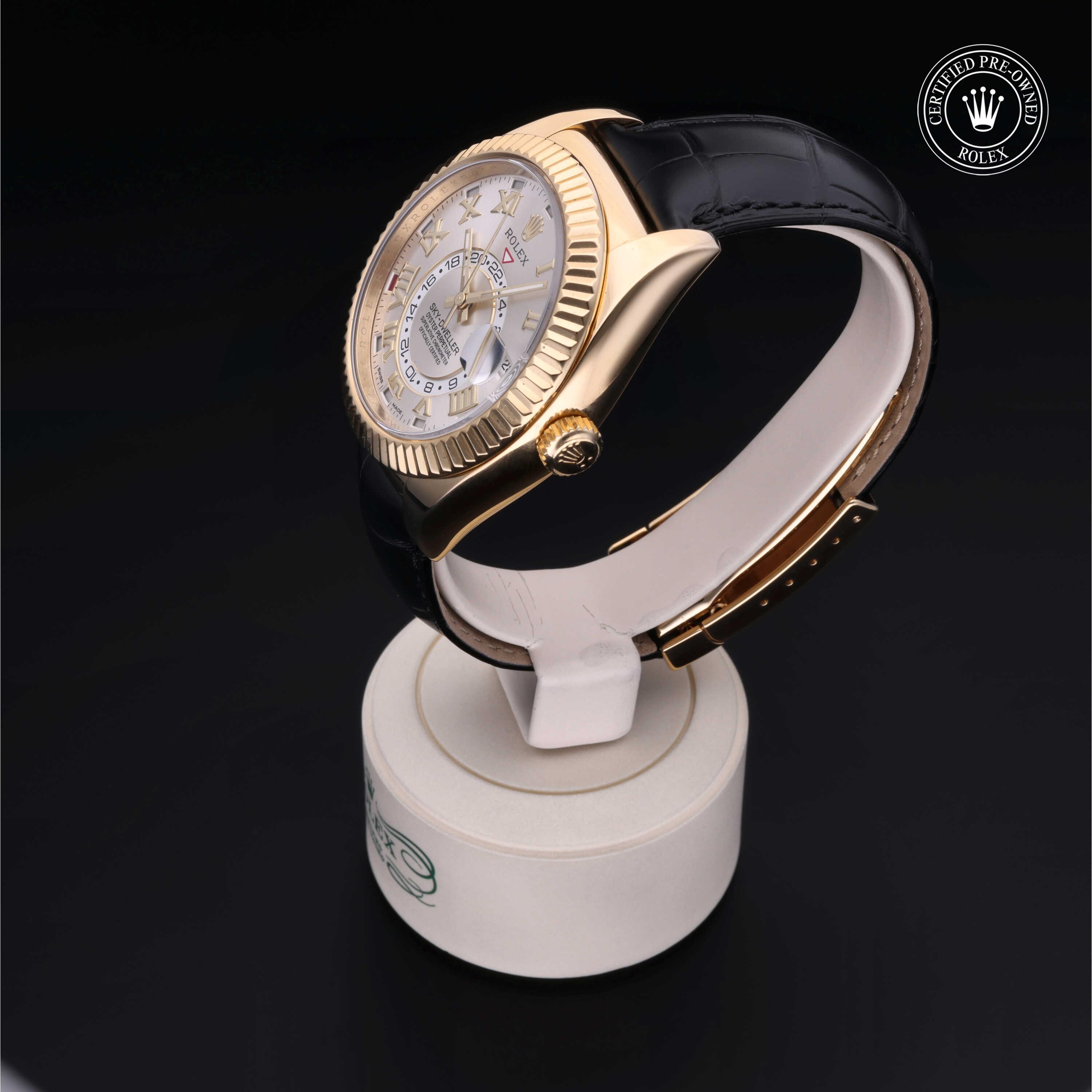 Rolex Certified Pre-Owned Sky-Dweller Gold 18k Yellow Alligator Strap