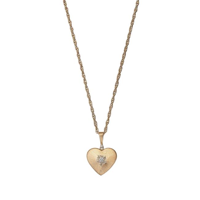 Buccellati Marci Classica 18k Rose and White Gold Diamond Heart Pendant