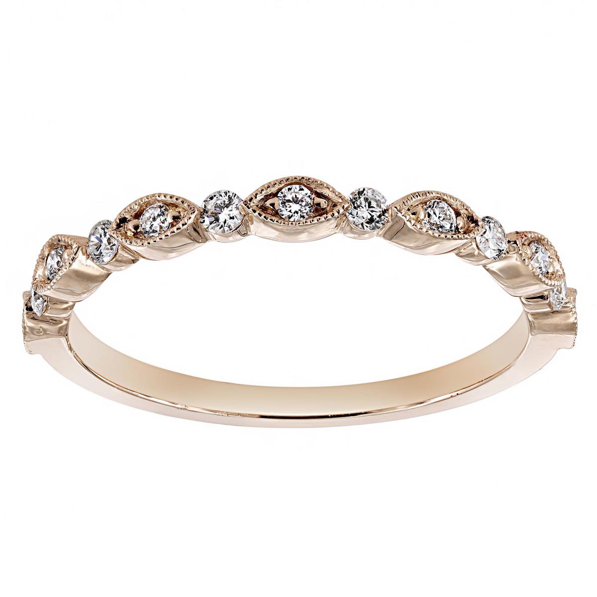 Henri Daussi Rose Gold Marquise Shape and Round Diamond Ring