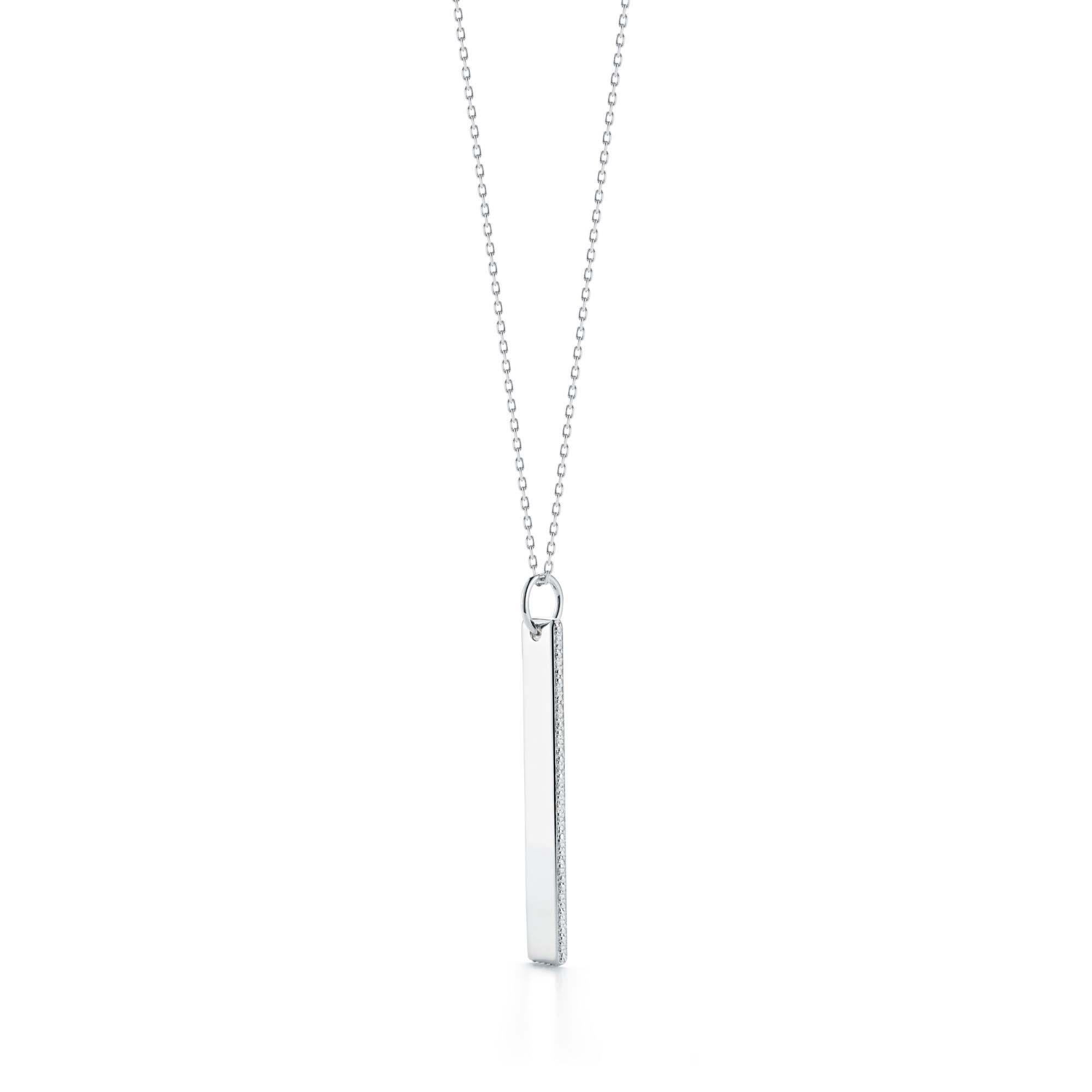London Collection Sterling Silver Diamond Dog Tag Pendant Necklace