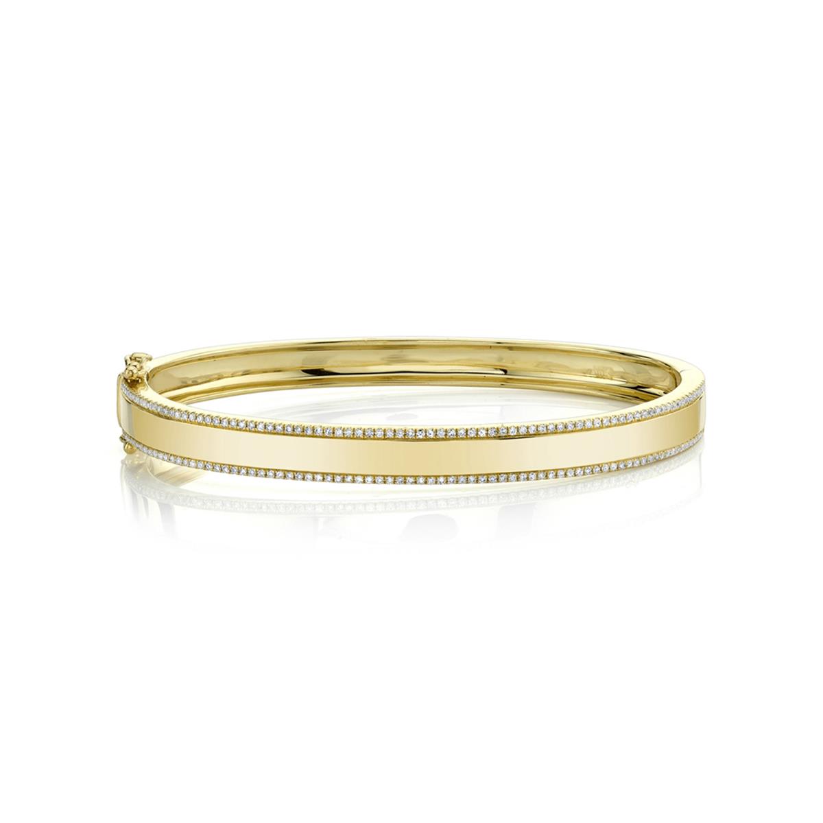 London Collection 14k Gold Diamond ID Bangle Bracelet