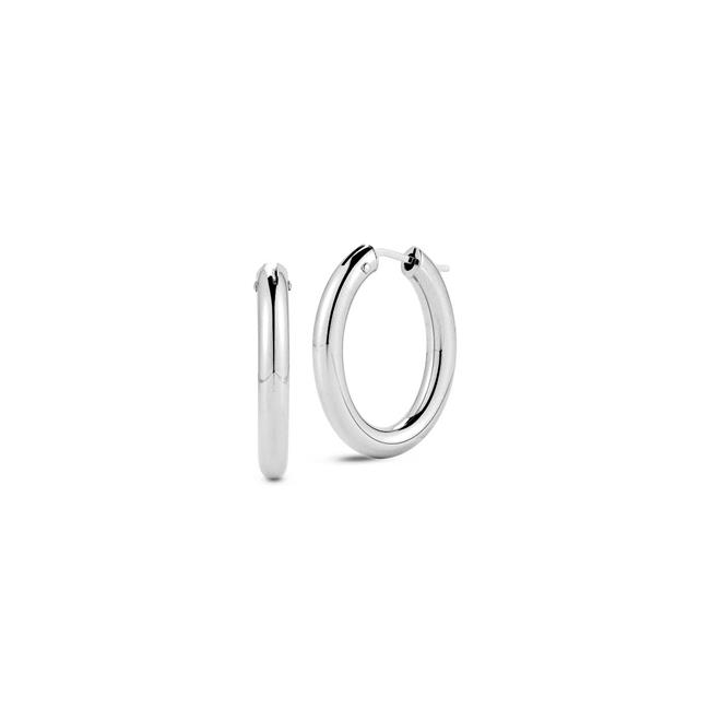 Roberto Coin Perfect 18k White Gold Oval Classic Hoop Earrings