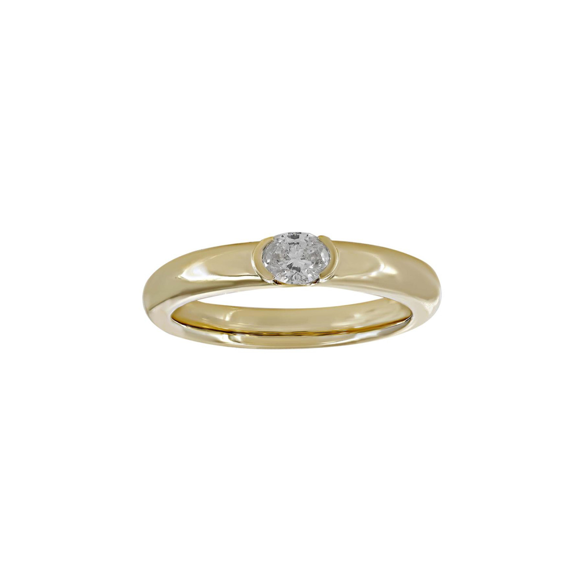 London Collection 18k Yellow Gold Oval Diamond Band Ring
