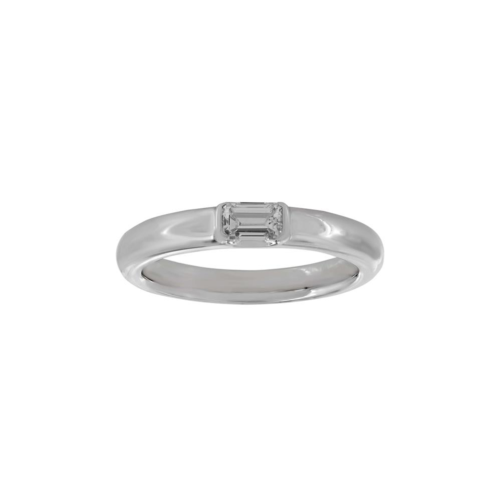 London Collection 18k White Gold Emerald Cut East West Diamond Ring