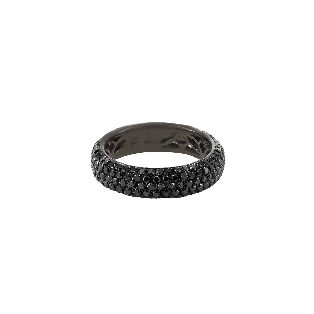 London Collection 18k Black Gold Pave Black Diamond Ring