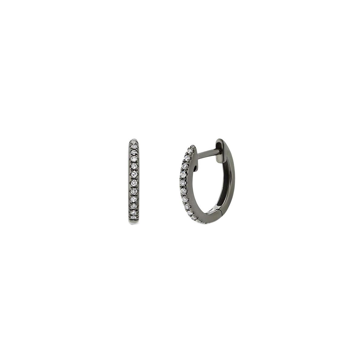 London Collection 14k Black Gold Diamond Huggie Earrings