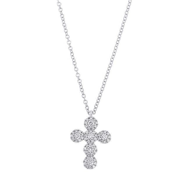 London Collection 14k White Gold Medium Diamond Cross Pendant Necklace