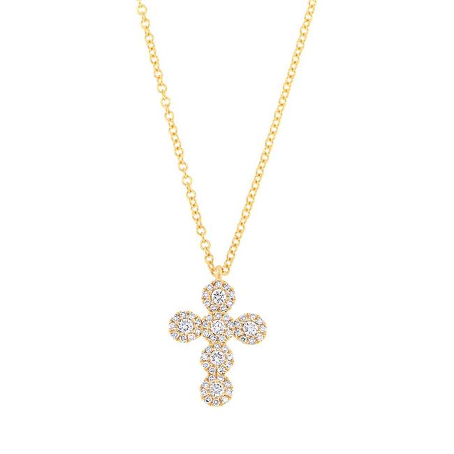 London Collection 14k Yellow Gold Medium Diamond Cross Pendant Necklace