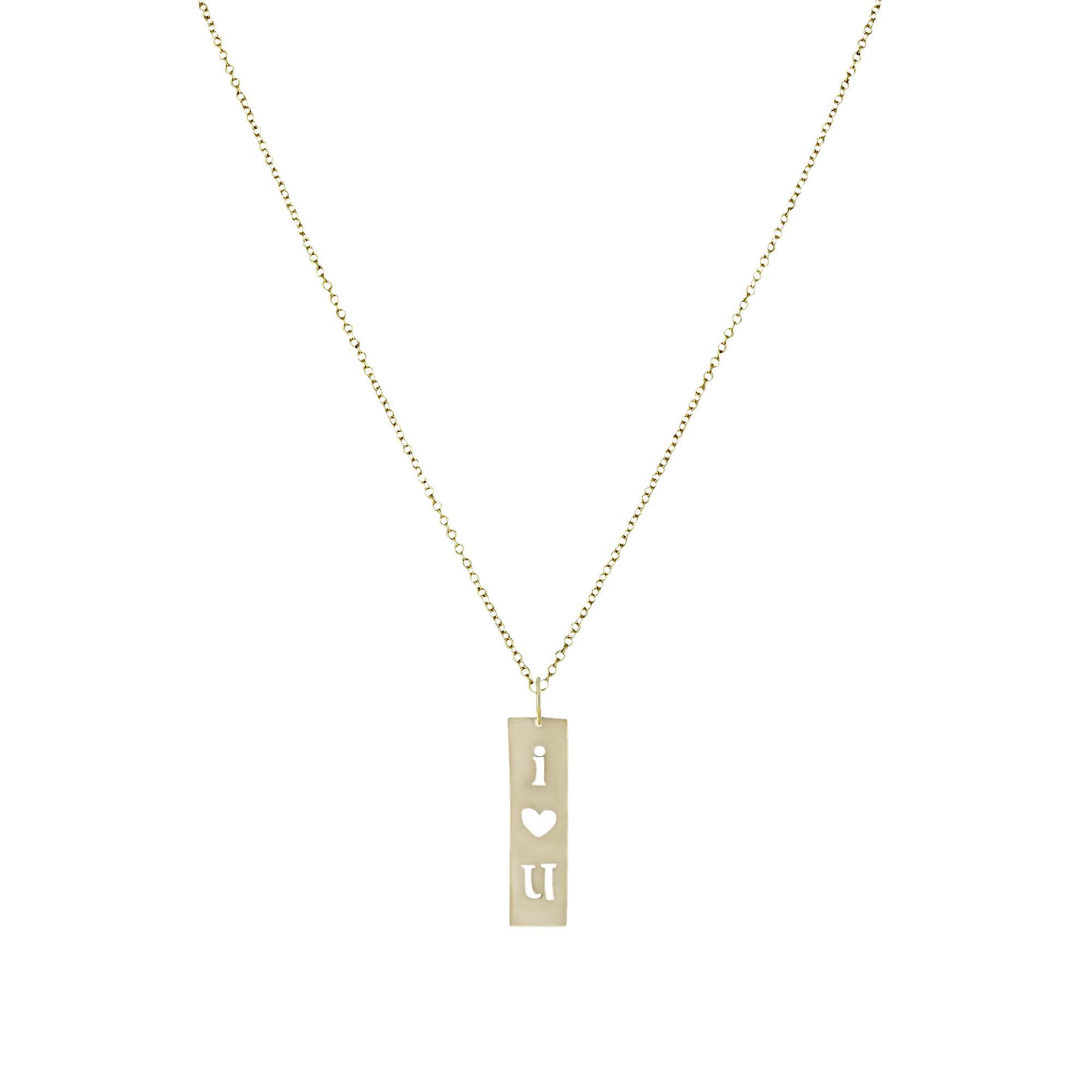 London Collection 14k Yellow Gold Vertical Cut Out Pendant with Chain