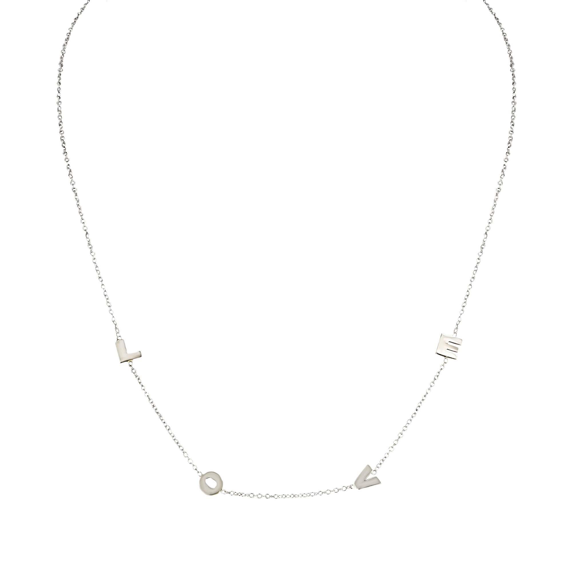 London Collection 14k White Gold Love Station Necklace