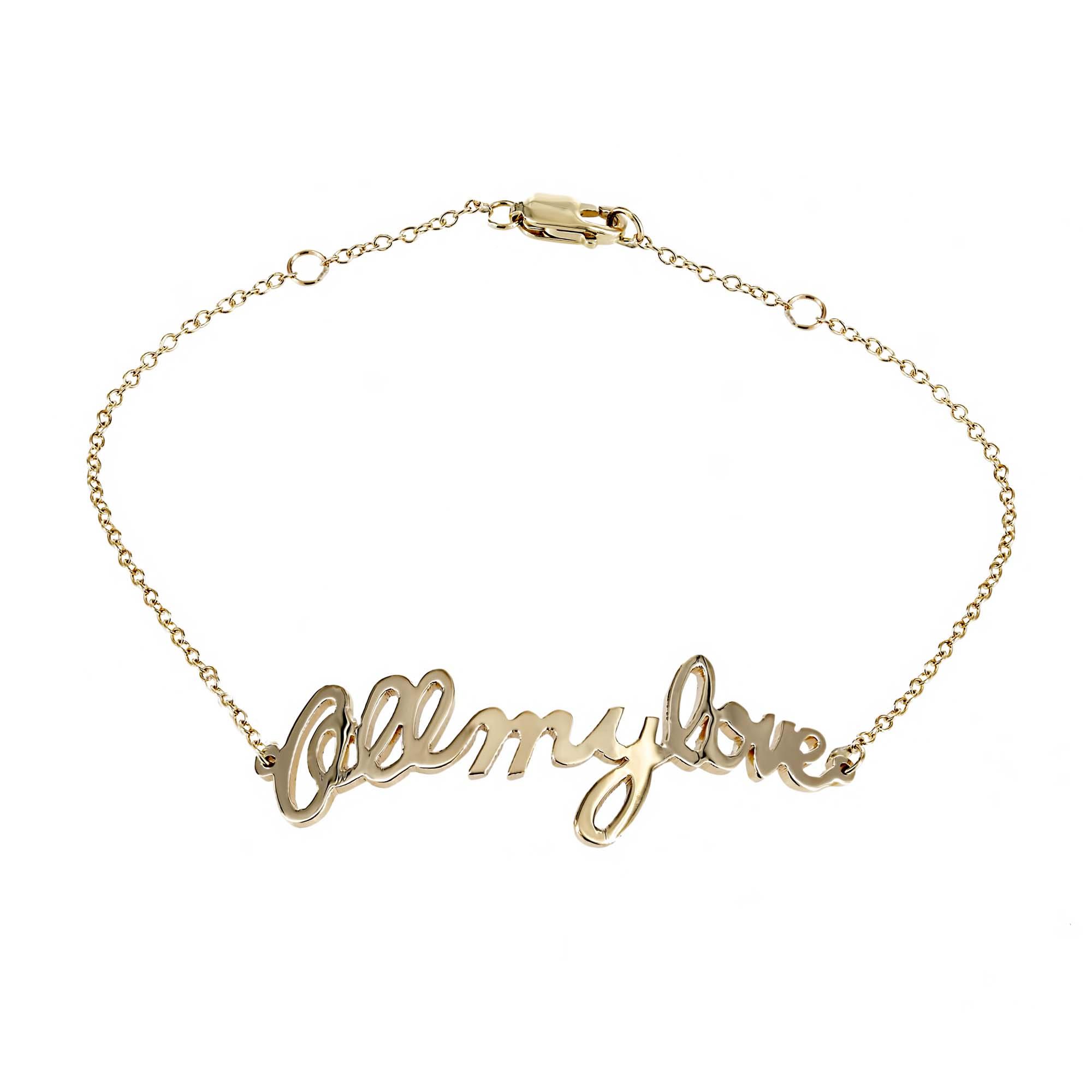 London Collection 14k Yellow Gold All My Love Script Chain Bracelet