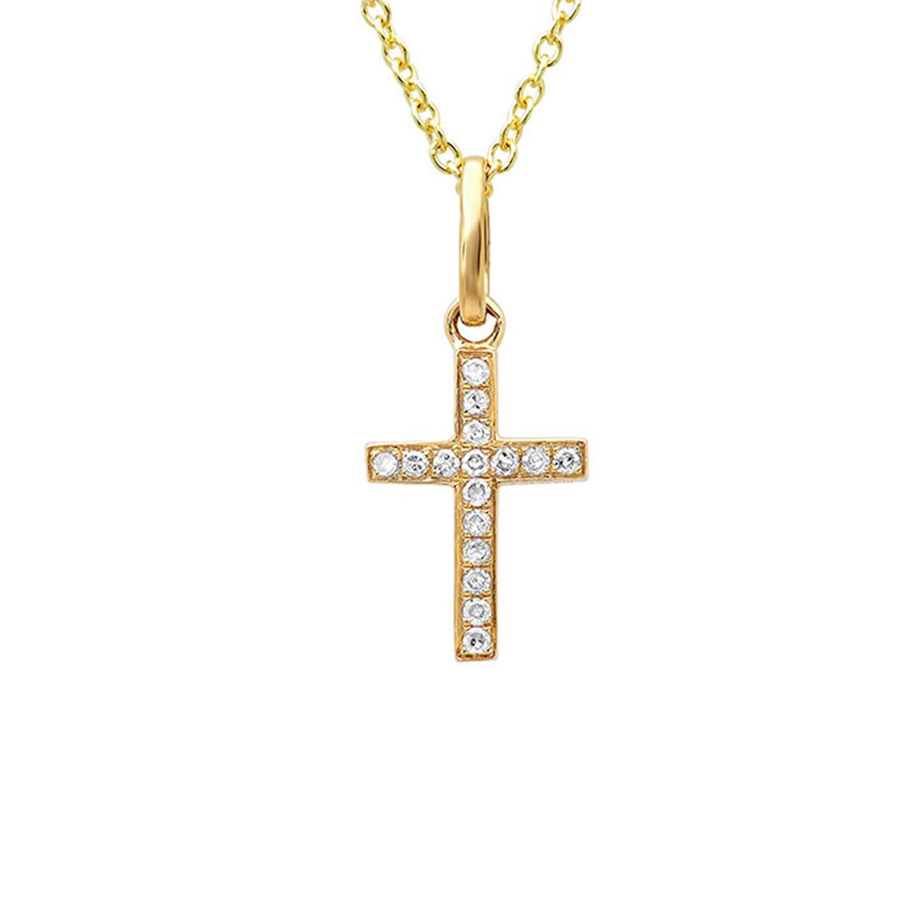 London Collection Diamond Yellow Gold Cross Pendant Necklace