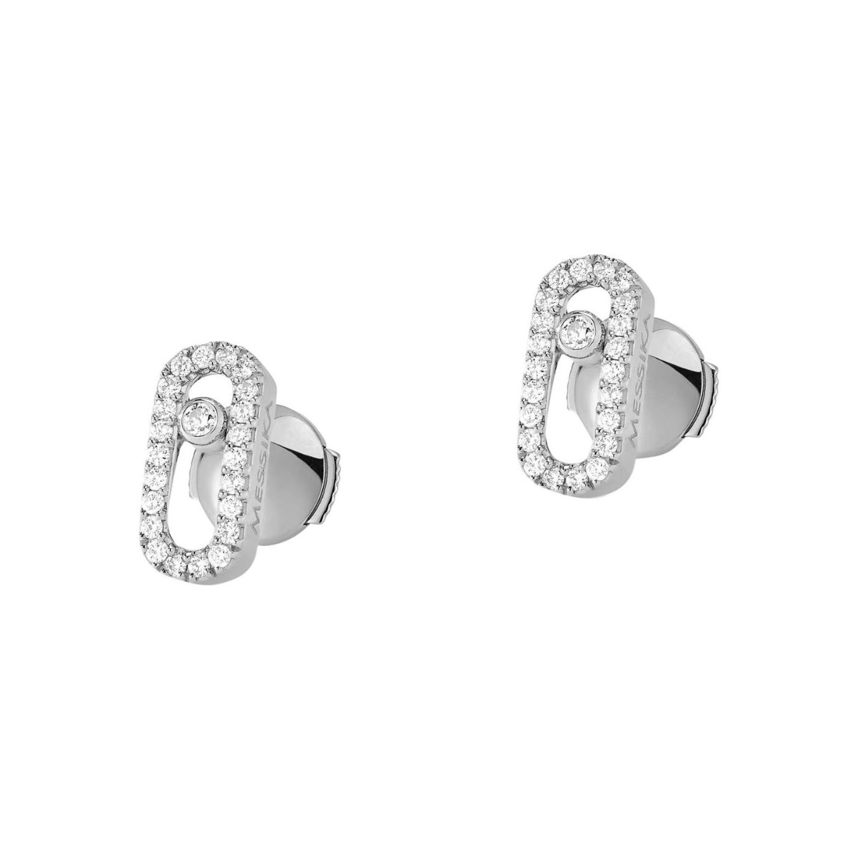 Messika Move Uno 18k Gold Pave Diamond Stud Earrings