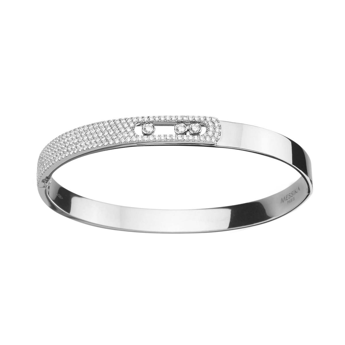 Messika Move Noa 18k White Gold Pave Diamond Bangle