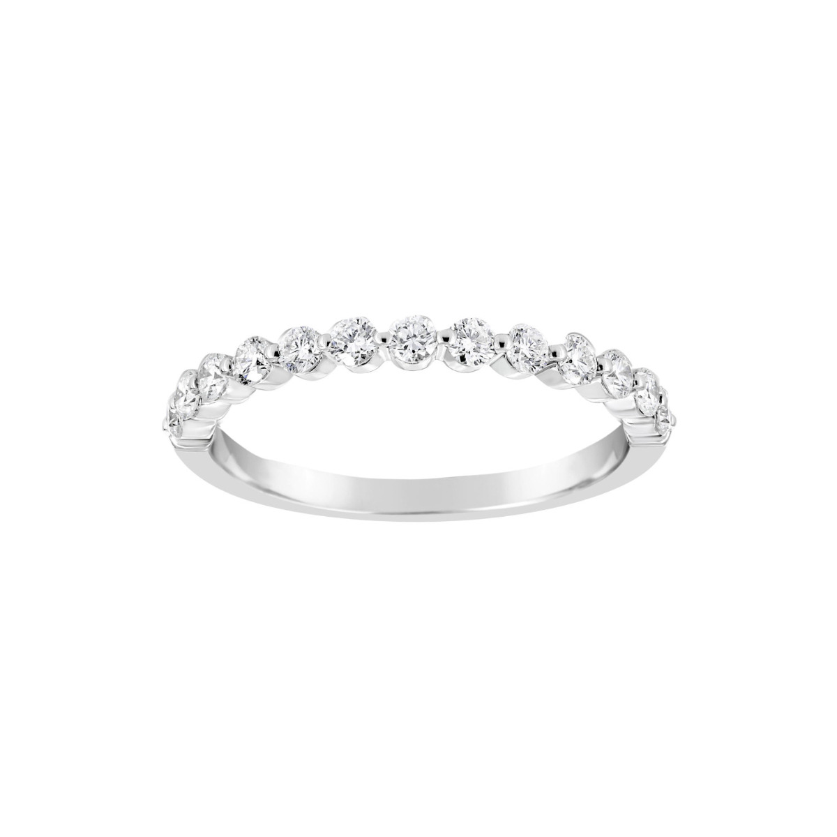 Henri Daussi White Gold Shared Prong Diamond Band 6