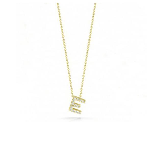 Roberto Coin 18k Yellow Gold and Diamond Love Letter E Initial Pendant