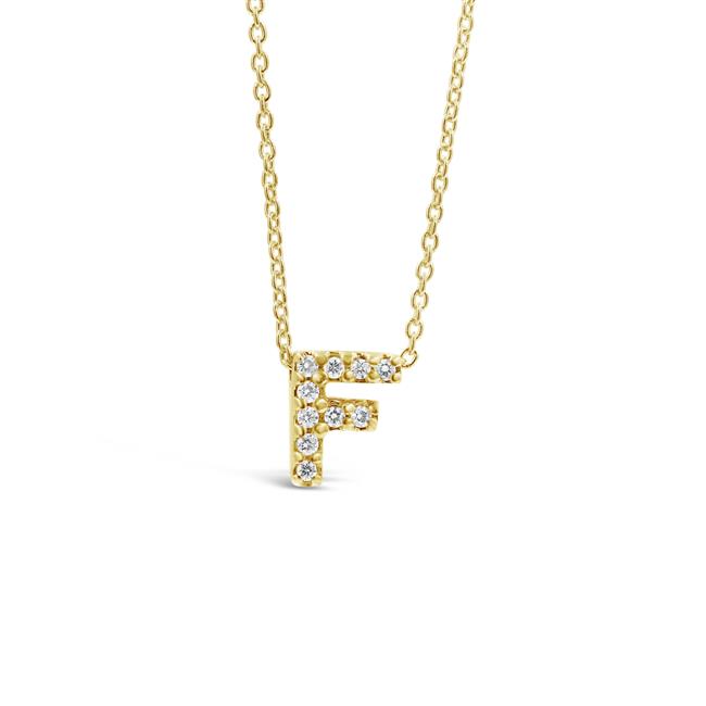 Roberto Coin Tiny Treasures 18k Yellow Gold Letter F Diamond Pendant Necklace