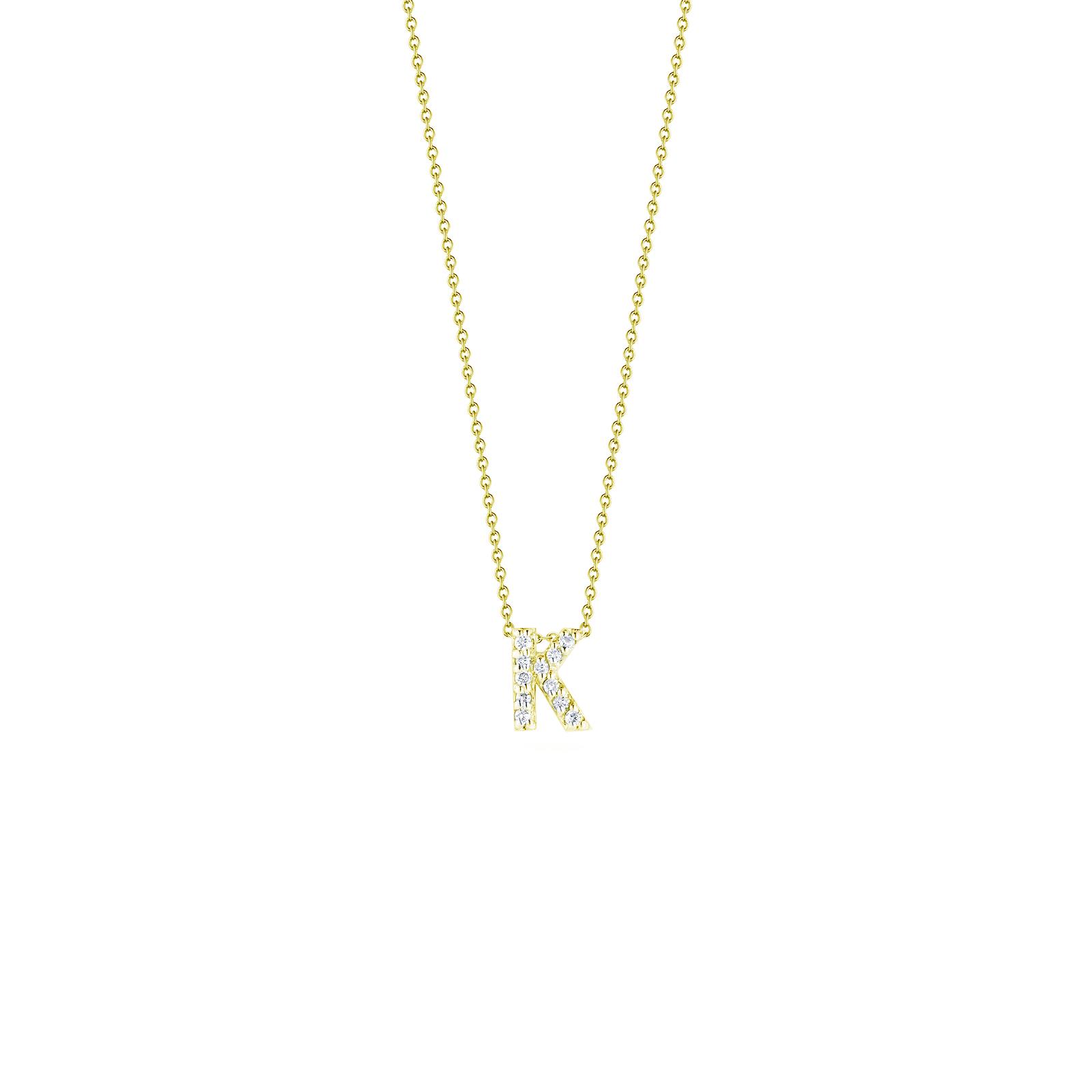 Roberto Coin 18k Yellow Gold and Diamond Love Letter K Initial Pendant