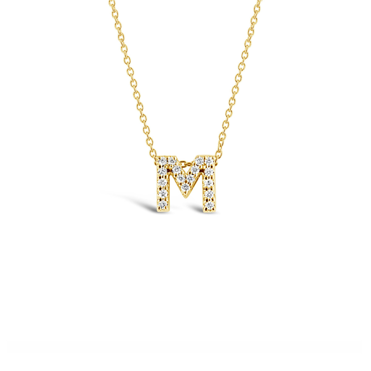 Roberto Coin 18k Yellow Gold and Diamond Love Letter M Initial Pendant