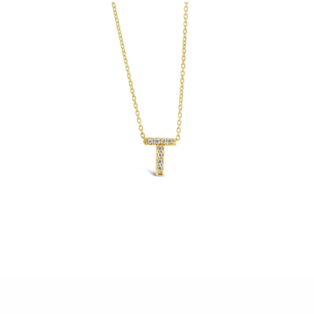 Roberto Coin 18k Yellow Gold and Diamond Love Letter T Initial Pendant