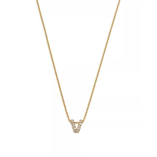 Roberto Coin Tiny Treasures 18k Yellow Gold Diamond V Love Letter Necklace