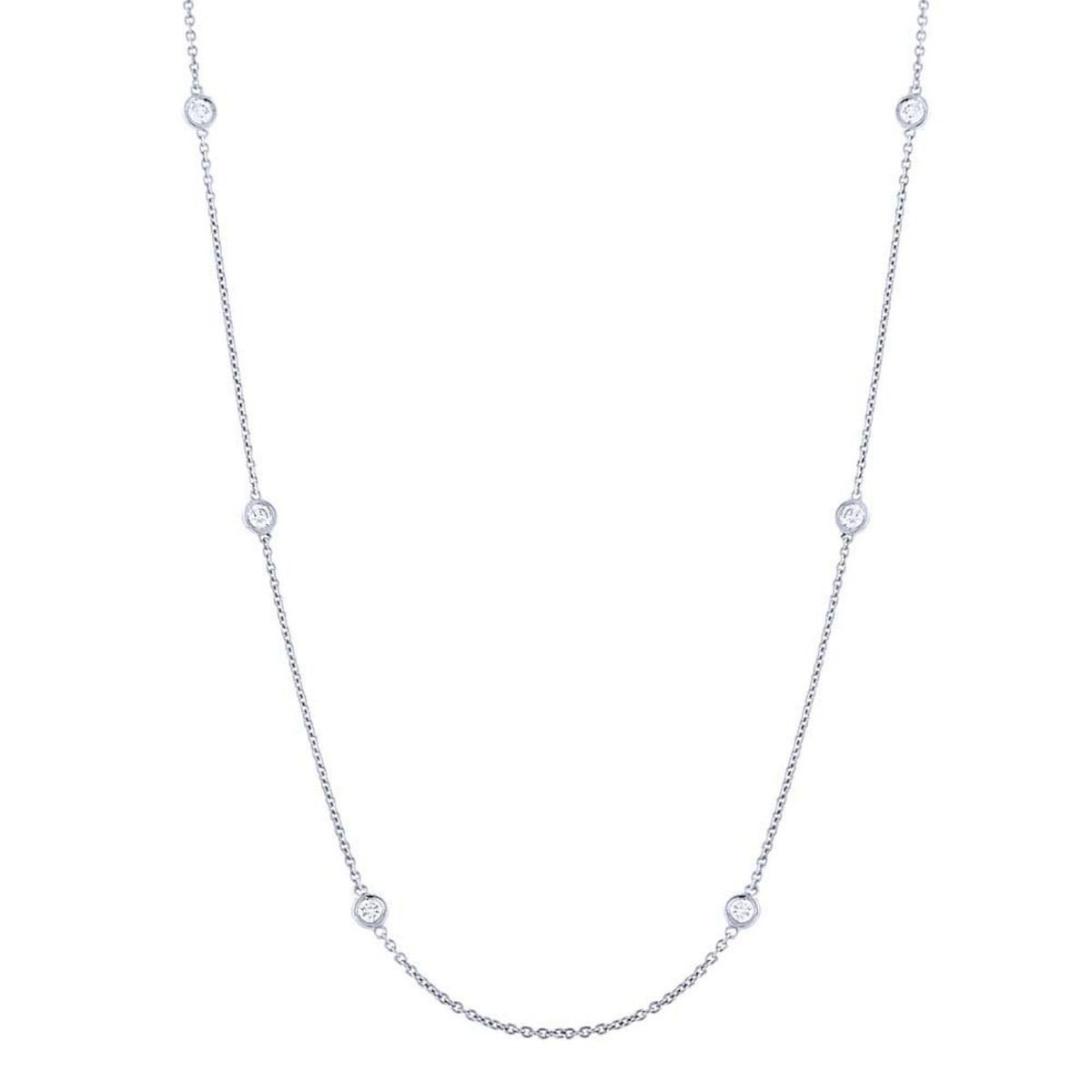 London Collection White Gold Round Diamond Necklace