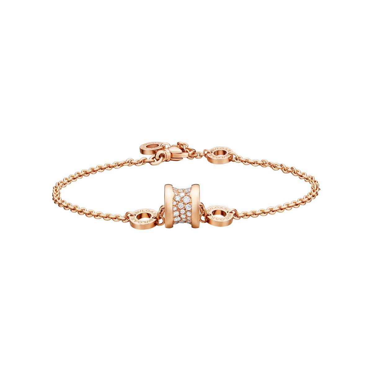 Bvlgari B.zero1 18k Rose Gold Pave Diamond Soft Bracelet