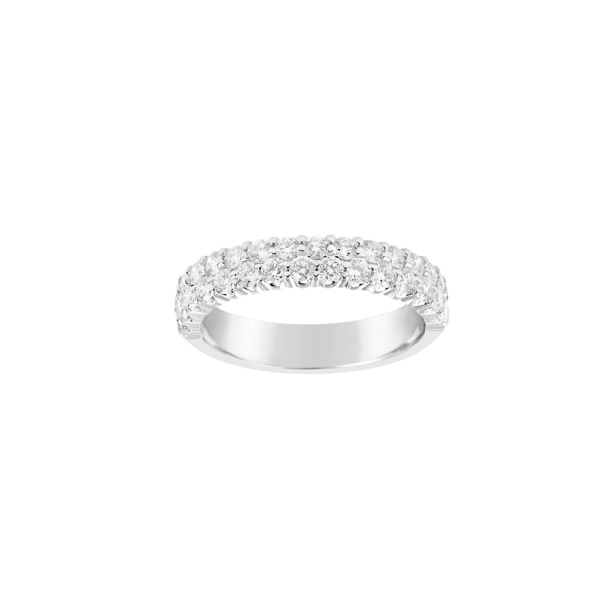 TWO by London 14k White Gold Two Row Diamond Anniversary Band