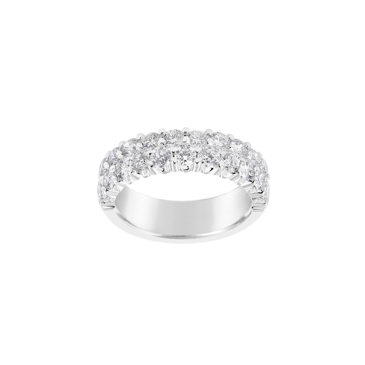 TWO by London 14k White Gold Two Row Medium Diamond Anniversary Band
