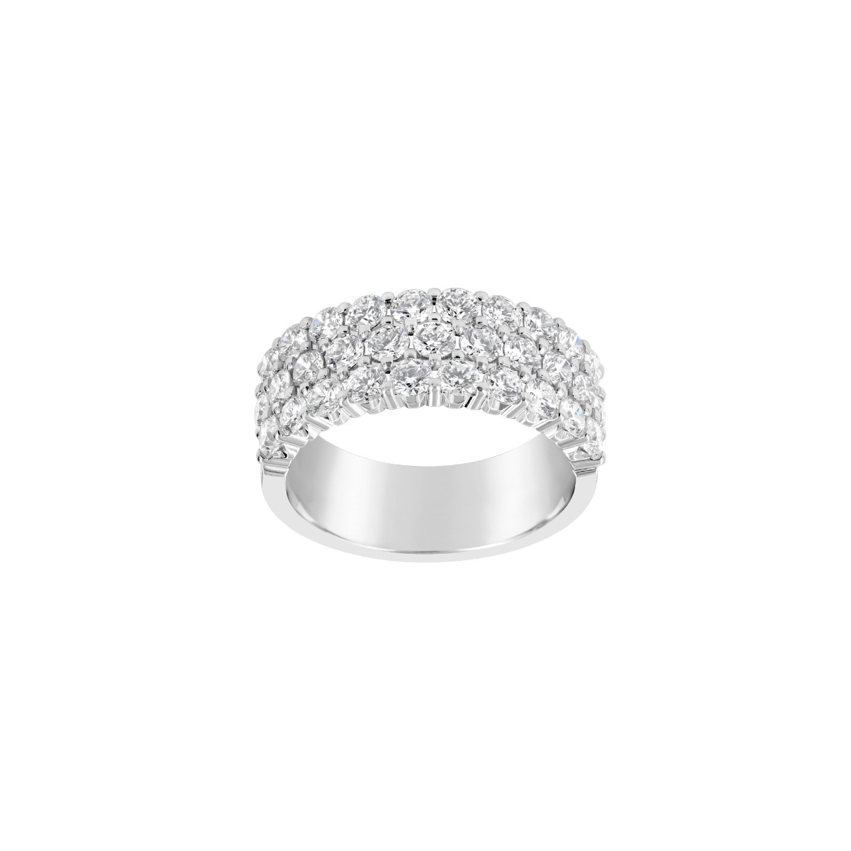 TWO by London 14k White Gold Three Row Medium Diamond Anniversary Band