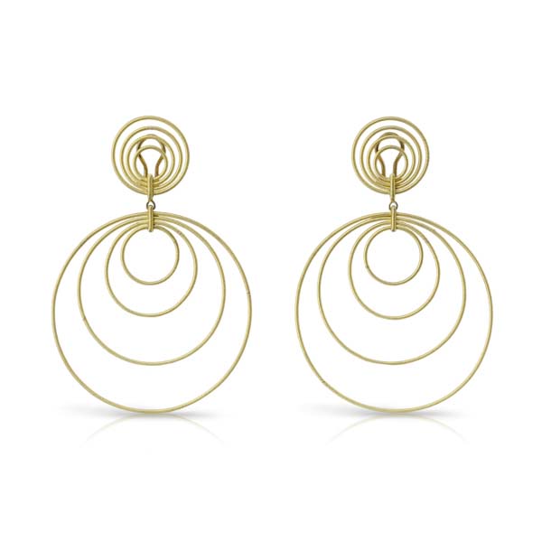 Buccellati Hawaii Waikiki 18k Yellow Gold Circle Pendant Earrings