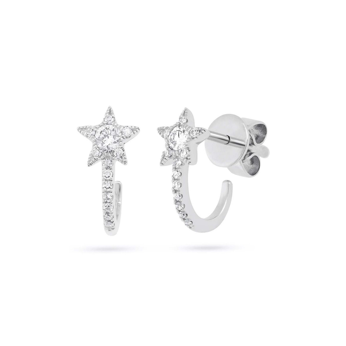 London Collection 14k White Gold Diamond Star Earrings