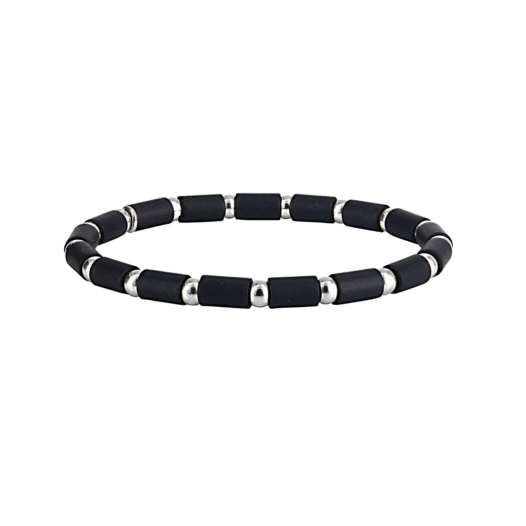 London Collection 18k White Gold Black Onyx Bead Bracelet