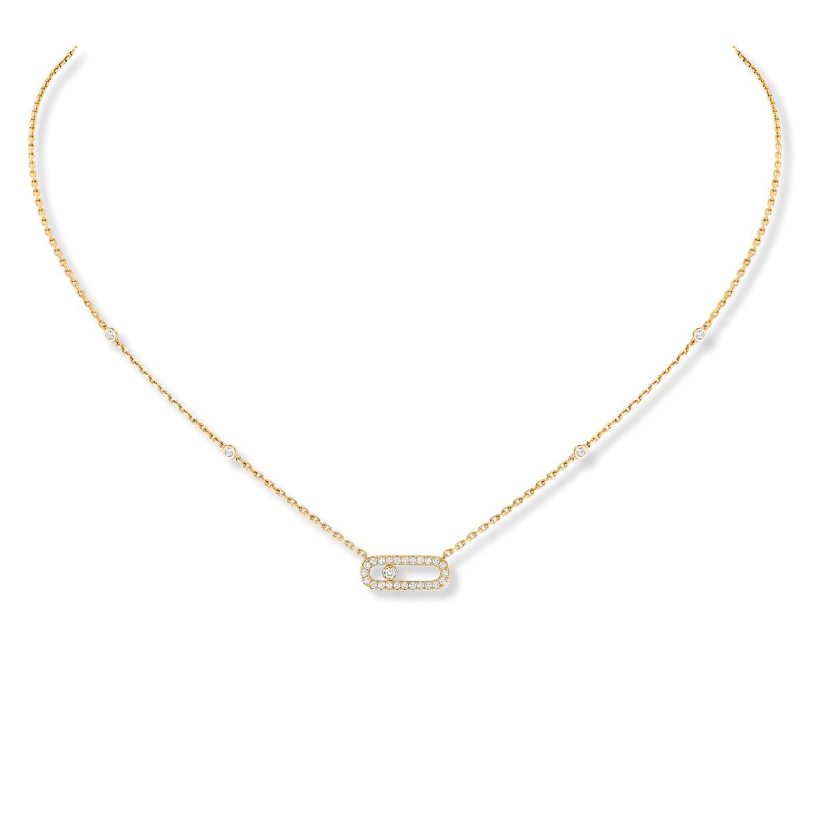 Messika Move Uno 18k Yellow Gold Pave Diamond Necklace