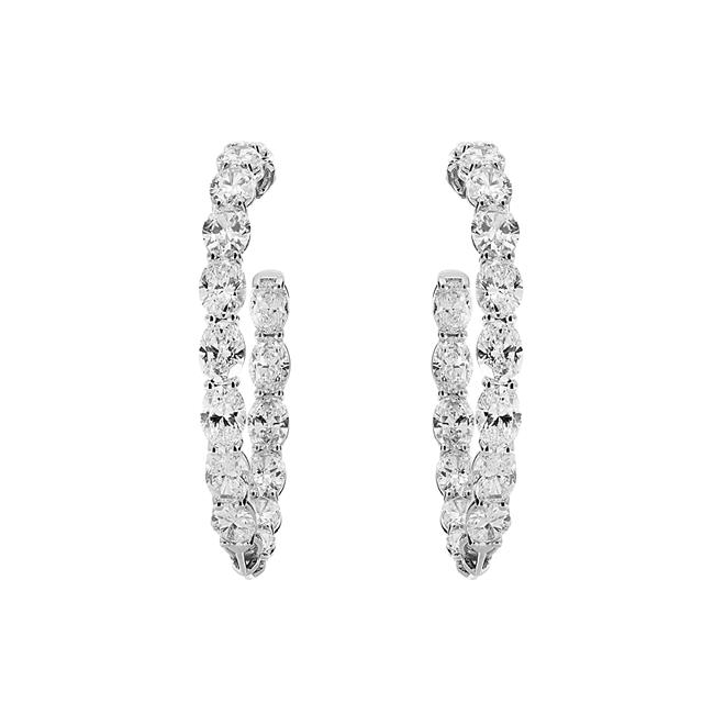 Norman Silverman 18k Oval Diamond Hoop Earrings