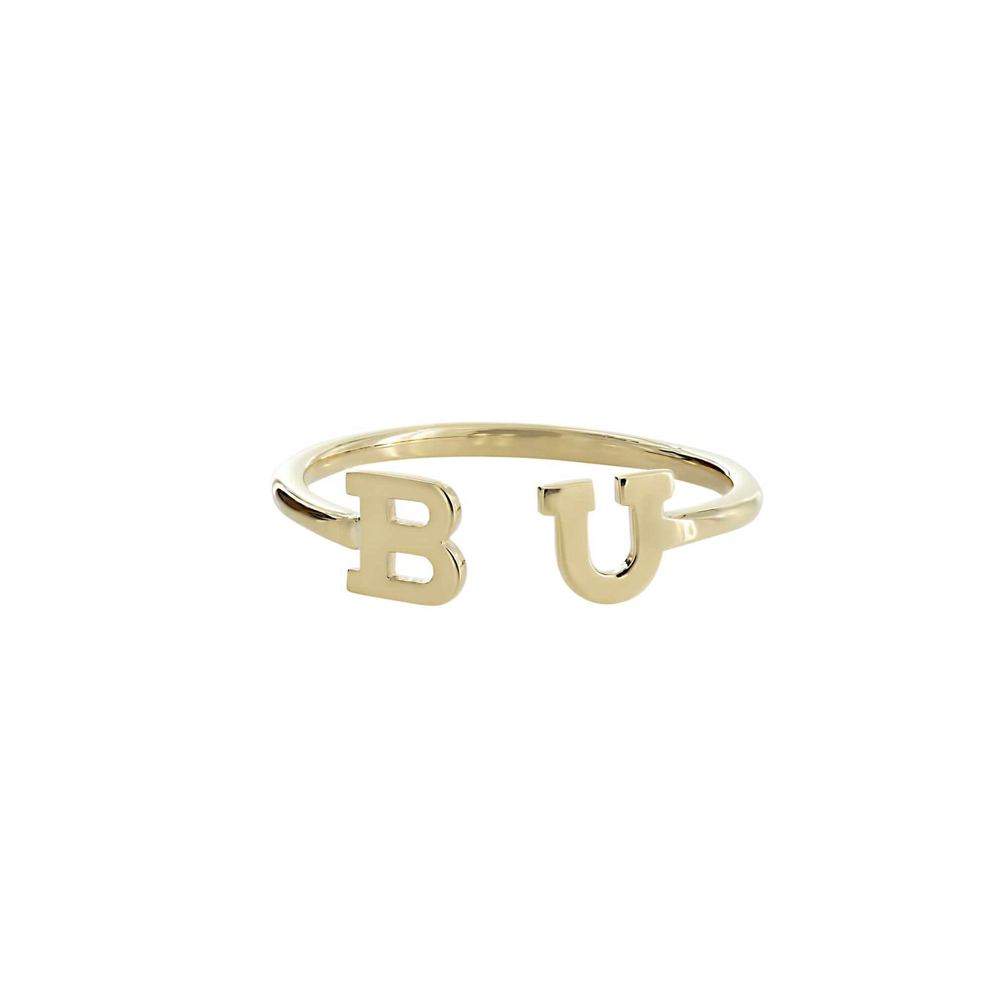 London Collection 14k Yellow Gold  B U Initial Ring
