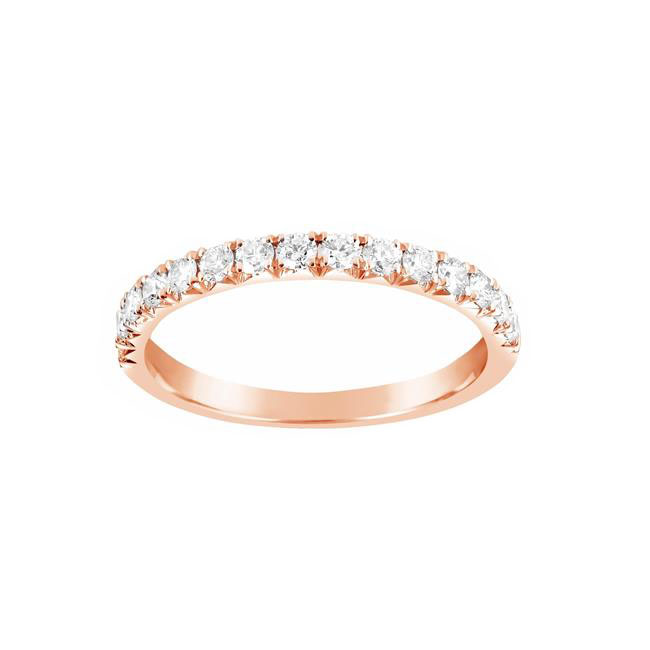 Henri Daussi 18k Rose Gold Pave Diamond Halfway Band
