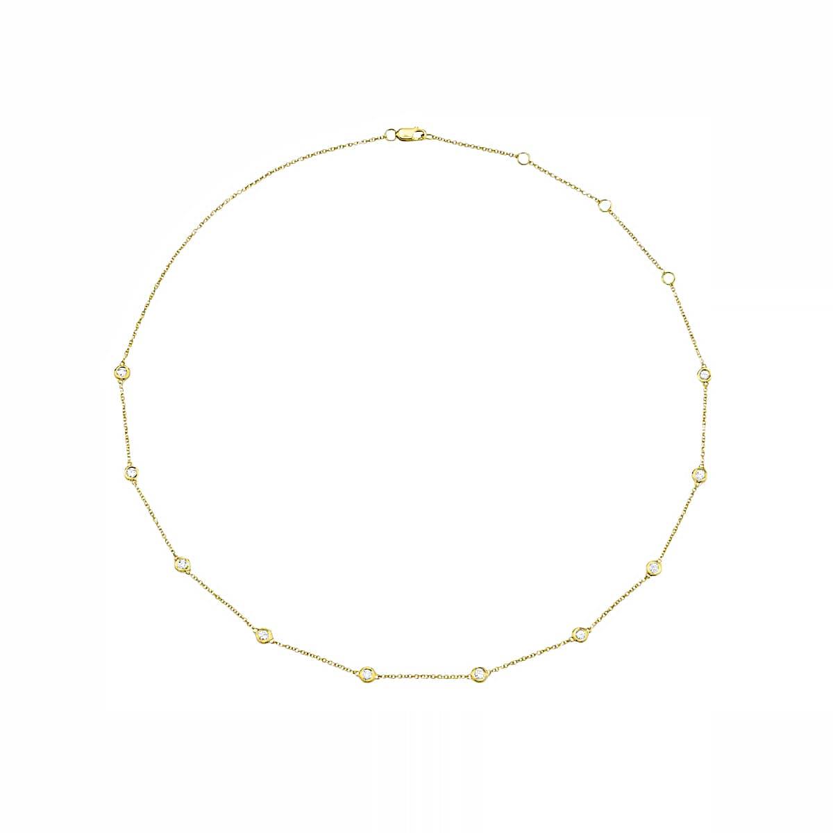London Collection 14k Yellow Gold 10 Diamond Station Necklace 