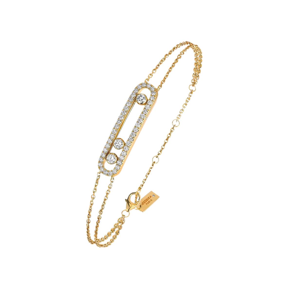 Messika Move 18k Gold Pave Diamond Double Chain Bracelet
