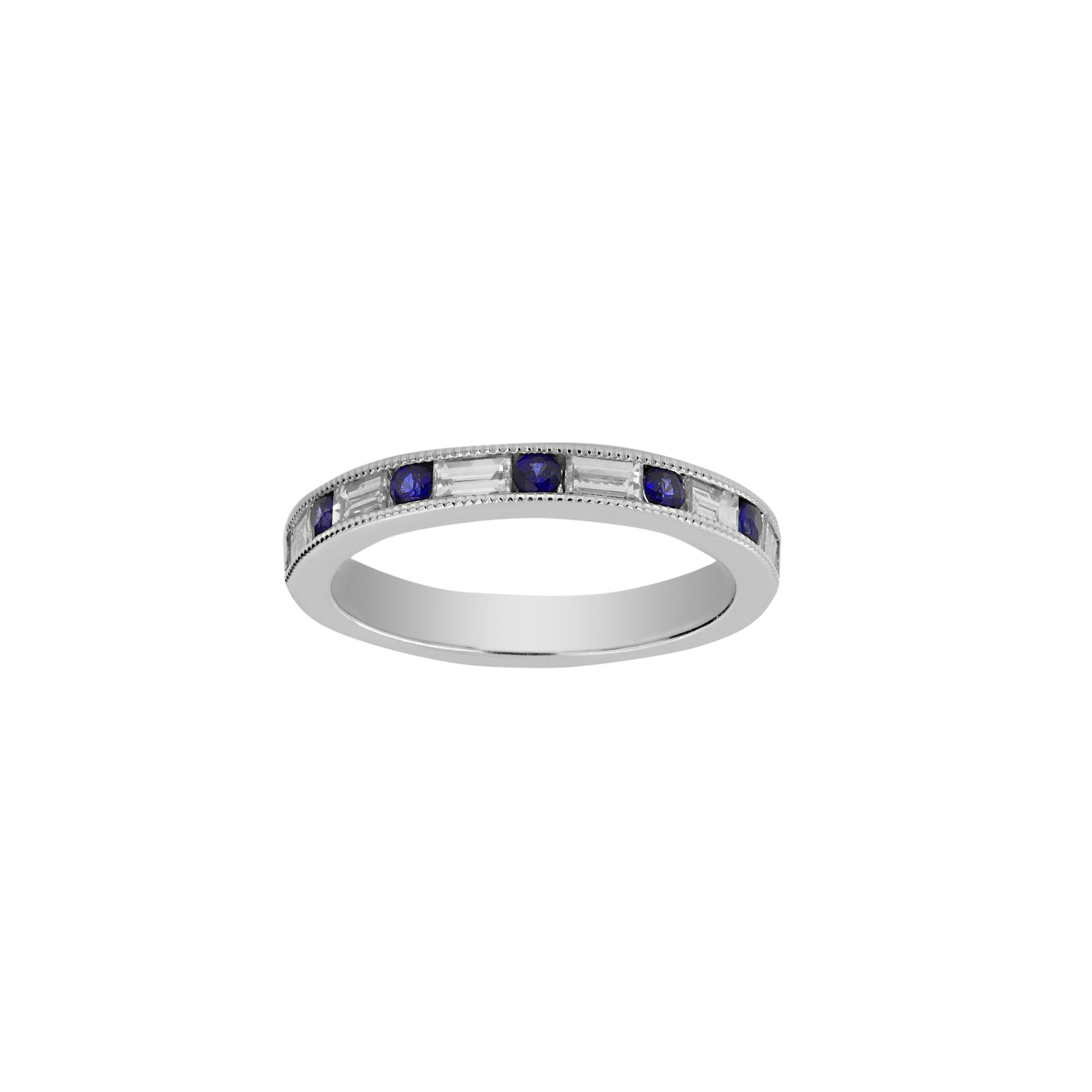 London Collection 14k White Gold Diamond and Sapphire Channel Set Band