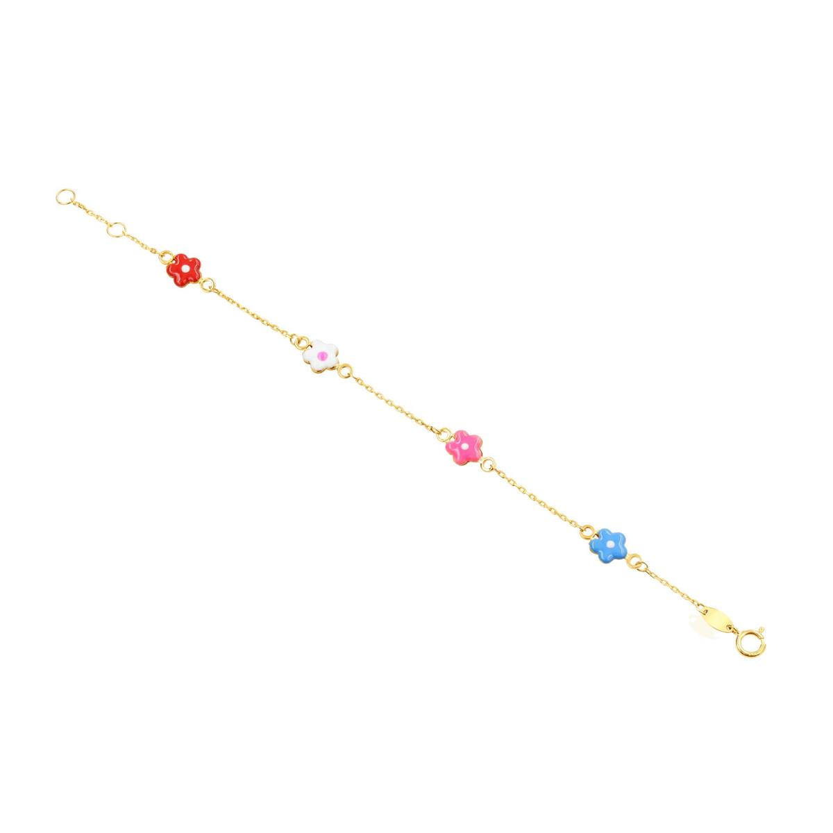 London Collection 14k Enamel Flower Bracelet