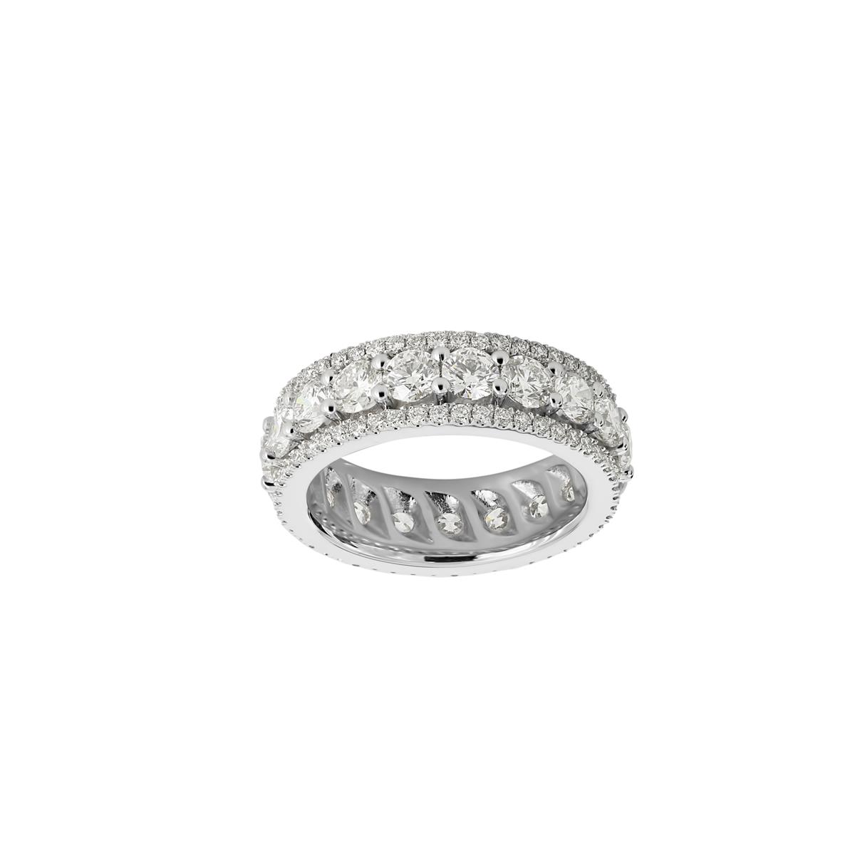 London Collection 18k White Gold 3 Row Round Diamond Eternity Band