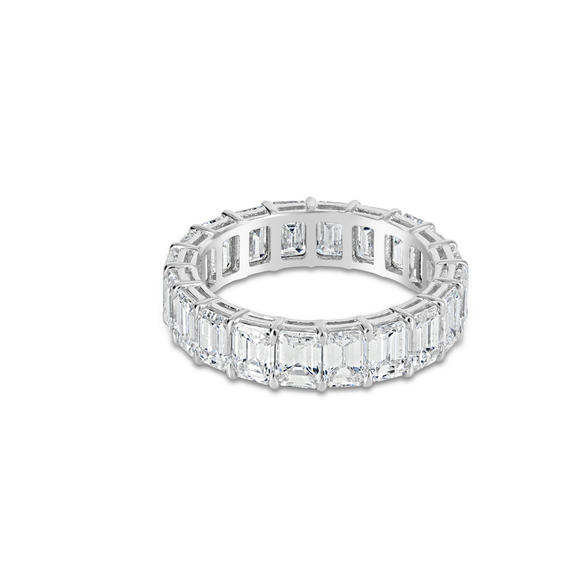 London Collection Platinum Emerald Diamond Band