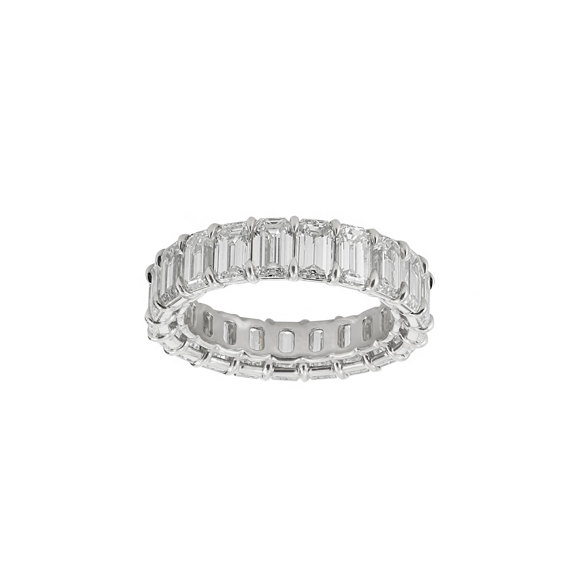 London Collection Platinum Emerald Cut Diamond Eternity Band