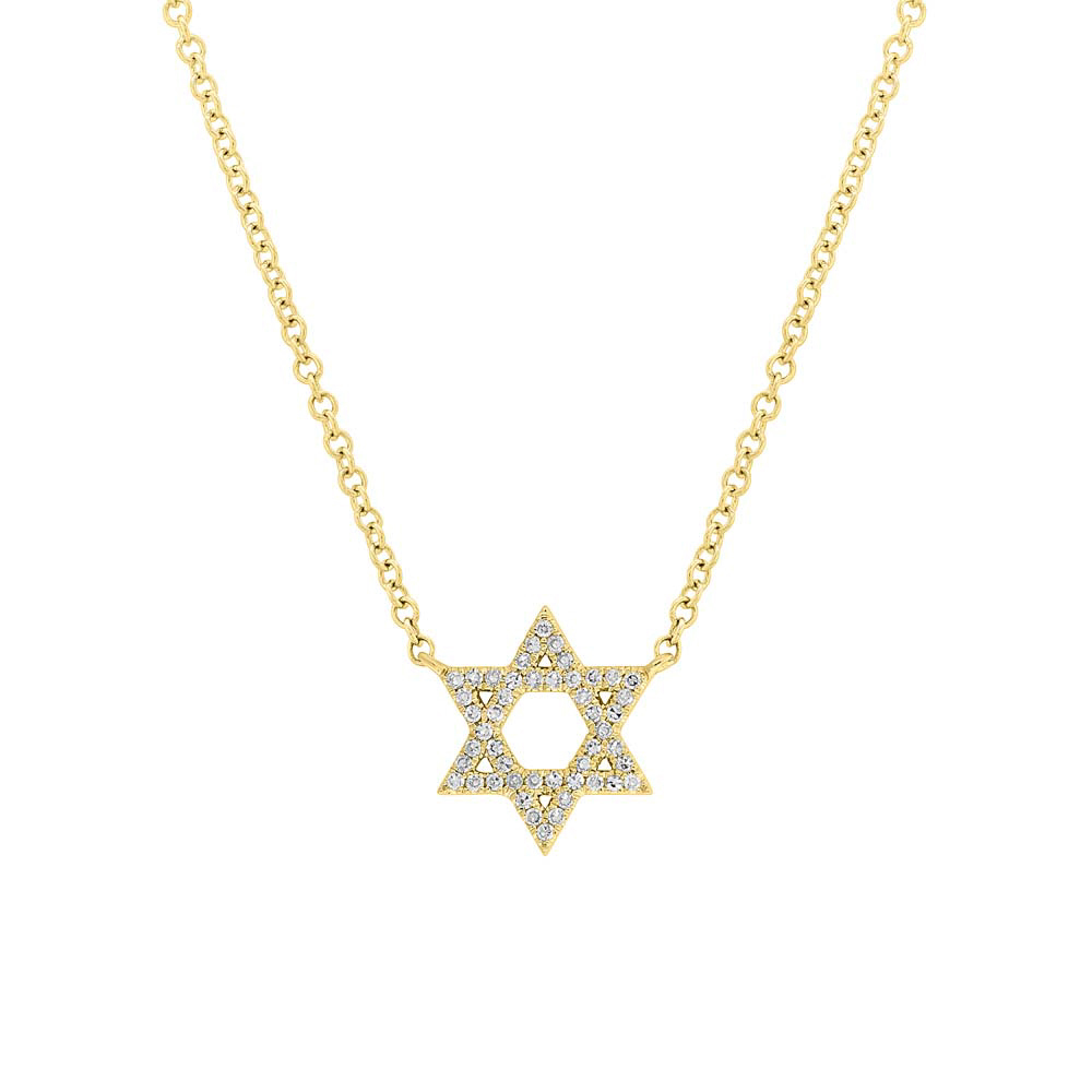 London Collection 14k Yellow Gold Diamond Pave Star of David Pendant Necklace