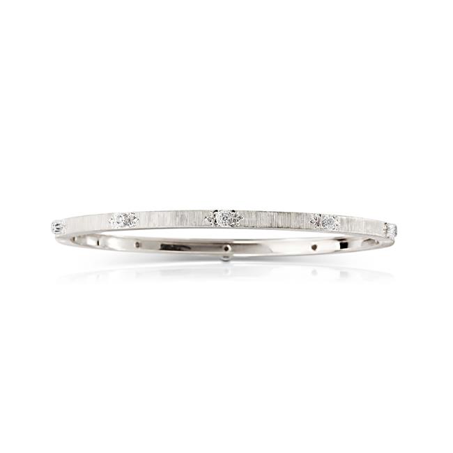 Buccellati Marci Classica 18k White Gold Diamond Bangle Bracelet