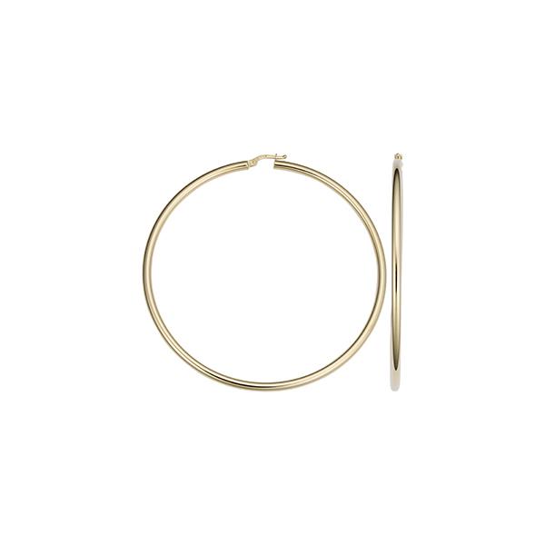 London Collection 14k Yellow Gold 3x70mm Hoop Earrings