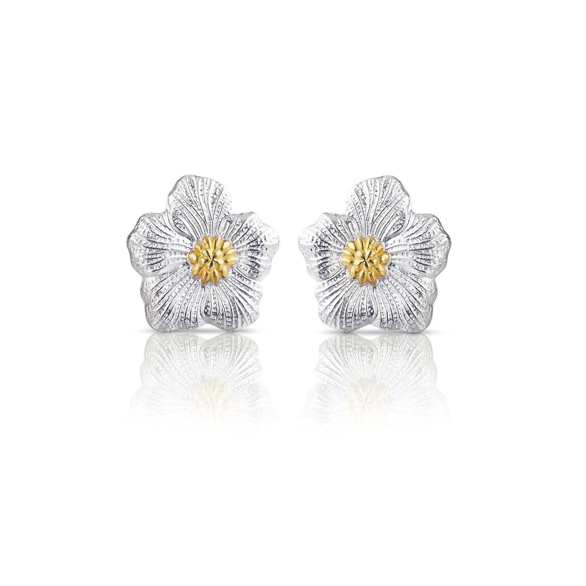 Buccellati Blossoms Sterling Silver and Gold Vermeil Button Earrings