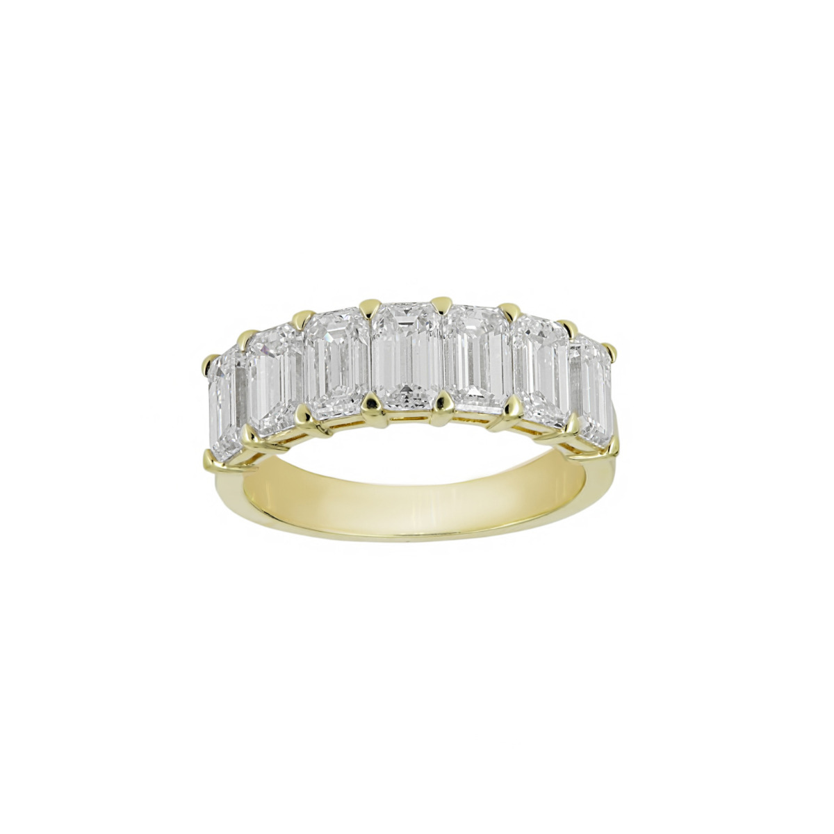 Norman Silverman 18k Yellow Gold Emerald Cut Diamond Halfway Wedding Band