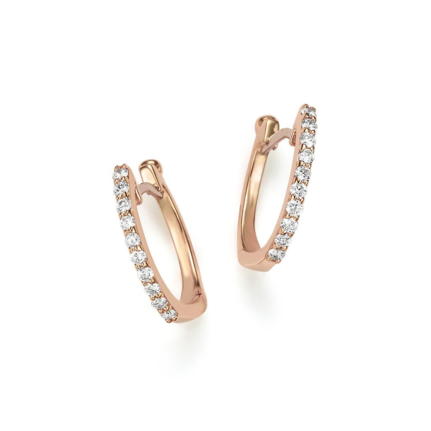 Roberto Coin 18k Rose Gold Baby Hoop Diamond Earrings